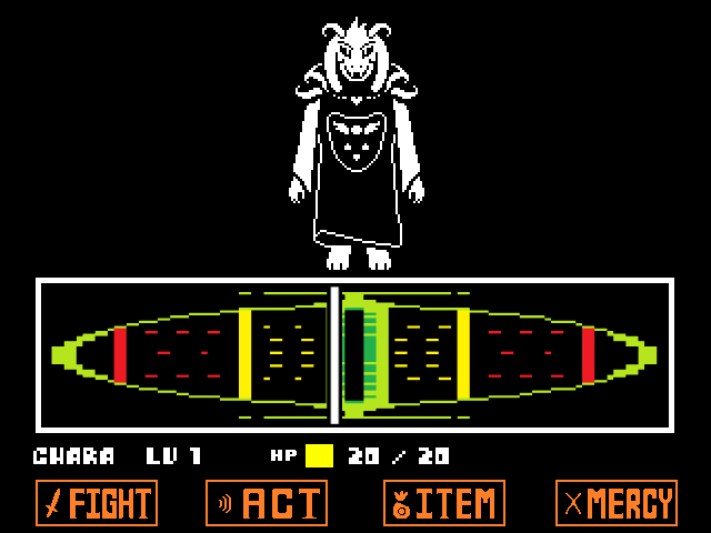 The Asriel Dreemurr true pacifist final boss fight from UNDERTALE in DELTARUNE Fight Simulator: the battle box and the party